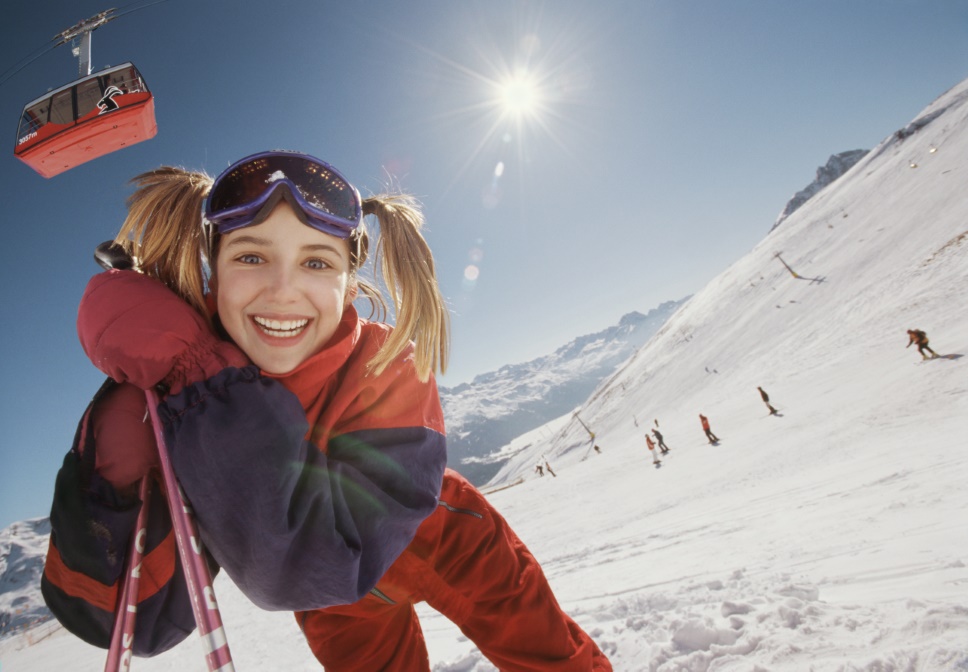 Skifahrerin Stimmige Wintersport-Fotos schiessen