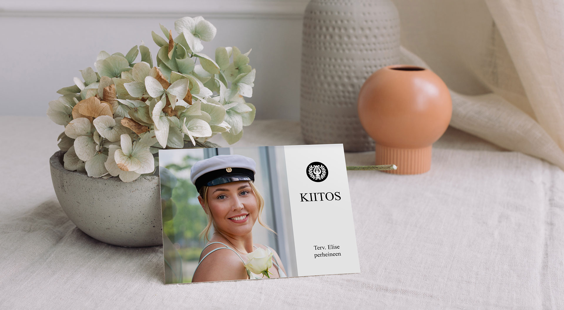 Kiitoskortti juhlissa